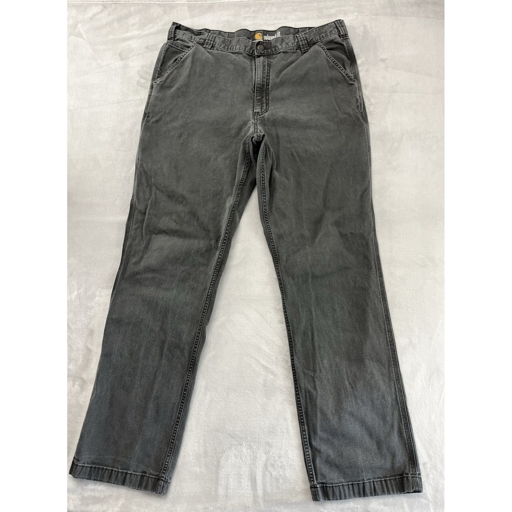 Carhartt Pants 38x34 Gray Relaxed Fit Straight  Leg Rugged Flex Canvas Workwear